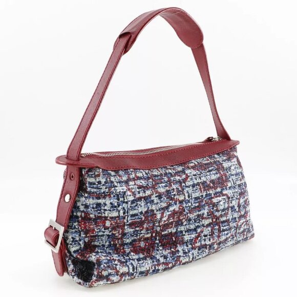 CHANEL One Belt Shoulder Bag Clover charm Red tweed Women - Picture 2 of 12